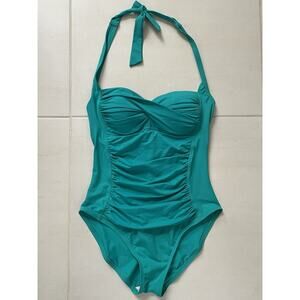 La Blanca Swim One Piece Halter Swimsuit Ruched Swimwear